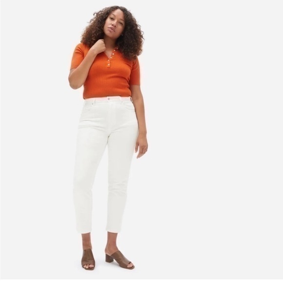 Everlane Cheeky Straight Jeans White 34 Ankle High Rise Crop NWT Minimalist - Picture 1 of 9